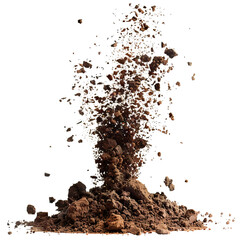 Brown soil explosion cut out