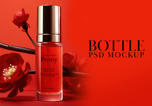 Red Perfume Bottle Mockup With Generative AI
