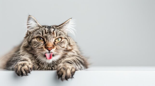 The cat with tongue out