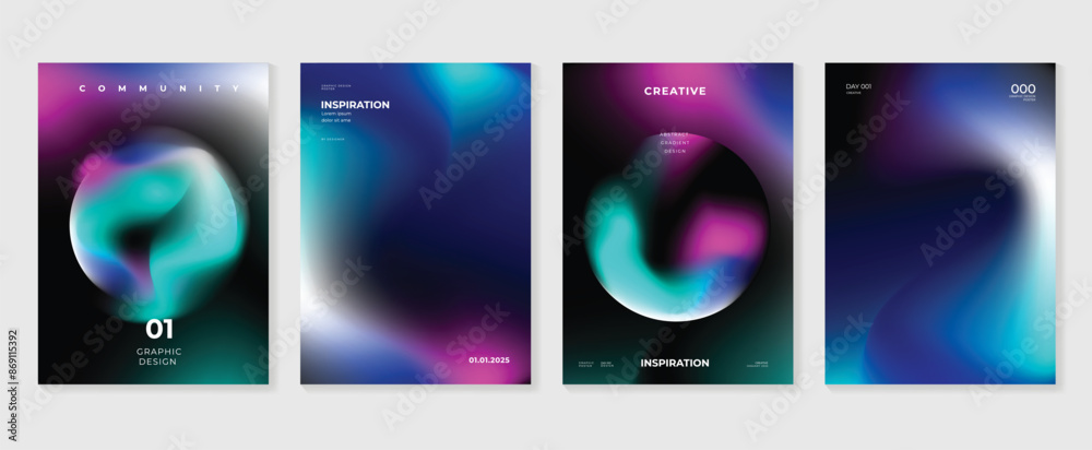 Canvas Prints modern gradient poster background vector set. minimalist style cover template with vibrant perspecti