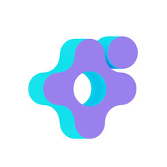 3d blue abstract popart flat icon