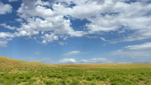 Picturesque landscape in the steppe of Central Asia. Charming nature of Kazakhstan