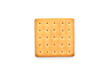 Salty cracker with cheese isolated on white background.