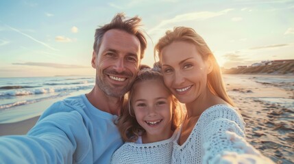 Fototapeta premium The family at beach sunset.