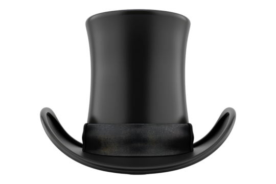 Black top hat isolated on transparent background