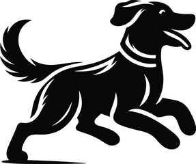 vector, isolated black silhouette of a dog