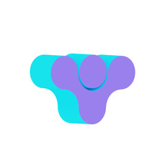 3d blue abstract popart flat icon