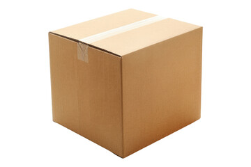 Blank brown cardboard box isolated on transparent background