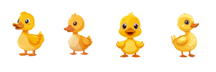 Collection of duckling isolated on transparent background. Generated AI