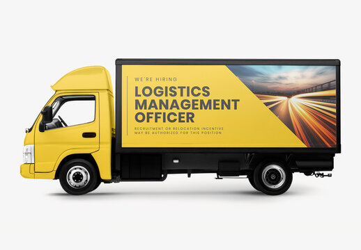 Yellow Delivery Truck Mockup With Generative AI