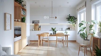 Scandinavian Kitchen: Minimalist and functional with a focus on simplicity. Light wood finishes, white cabinetry, clean lines, and lots of natural light with subtle pops of color. 