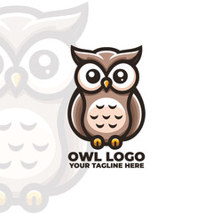 Cute Owl Logo Vector Design
