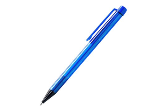Blue ballpoint pen isolated on transparent background