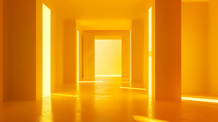 3D rendering of bright yellow empty room