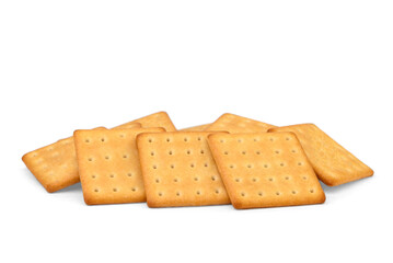 Salty cracker with cheese isolated on white background.