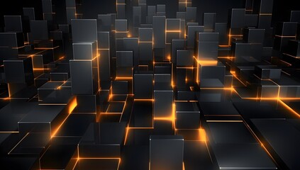 Obraz premium 3d rendering of gold and black abstract geometric background. Scene for advertising, technology, showcase, banner, game, sport, cosmetic, business, metaverse. Sci-Fi Illustration. Product display.