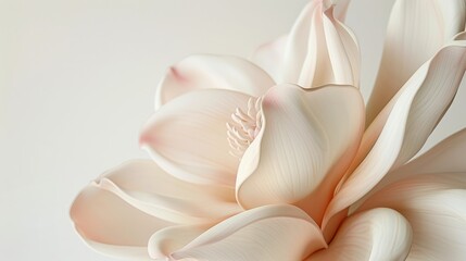Fototapeta premium A high-resolution, closeup image showcasing a delicate, white magnolia flower in a contemporary artistic style
