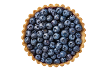 Blue berry tart isolated on transparent background