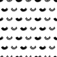 Seamless pattern with black wavy grunge brush strokes