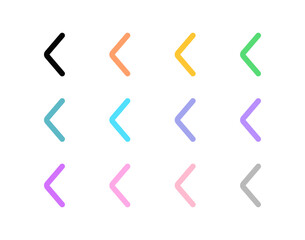 Vector single arrow chevron left icon. Black, white background. Perfect for app and web interfaces, infographics, presentations, marketing, etc.