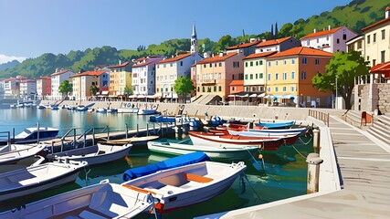 Fototapeta premium boats in the harbor of kotor country