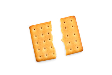 Salty cracker with cheese isolated on white background.