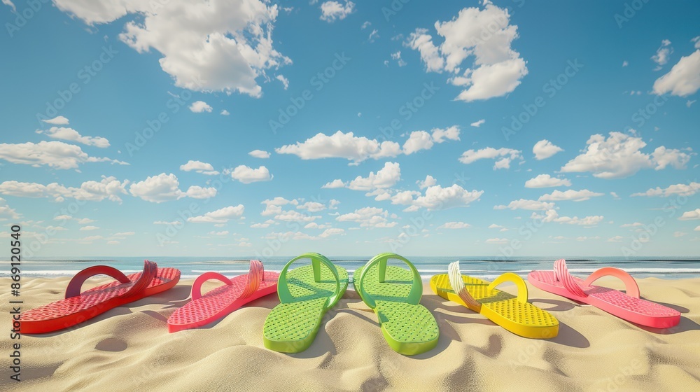 Poster The colorful beach sandals