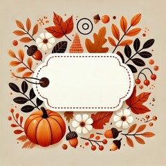 autumn decoration. blank label clipart with space for adding text or a message. Thanksgiving, Autumn or Fall Themed.