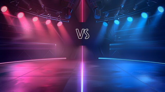 Versus VS Screen Banner for Battle or Comparison with Spotlights Background and Clear Space