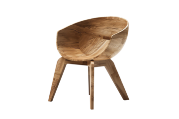 Elegant, modern wooden chair with a smooth finish and curved backrest, perfect for contemporary interiors or stylish office settings.