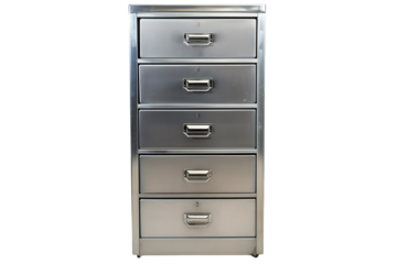 Metal filing cabinet with five drawers for office and home organization, suitable for document storage and workspace organization needs.