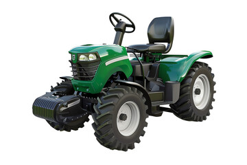 Obraz premium Image of a modern green tractor with large tires, isolated on a white background. Perfect for agricultural and farming-related themes.