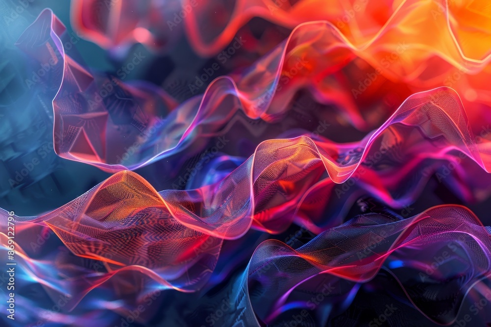 Poster dynamic wavy lines in various colors create a vibrant abstract background, abstract shapes morphing 