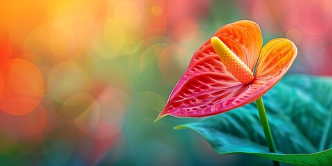 Flamingo flower or Anthurium flower with bokeh background