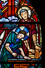 Obraz premium Holy family of Jesus, Mary and St Joseph the worker. Sainte famille de Jésus, Marie et St Joseph travailleur.