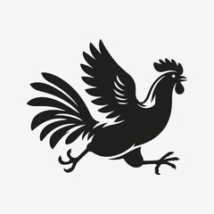 Obraz premium Majestic Hen in Mid-Air, Stunning Silhouette of a Jumping Hen