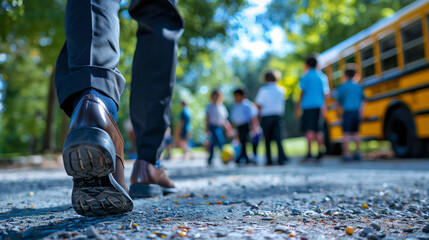 Group gathers at a school-themed event, reconnecting over old memories