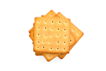 Salty cracker with cheese isolated on white background.