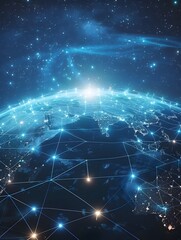 Futuristic Digital World Globe Concept with High Speed Data Transfer and Global Connectivity