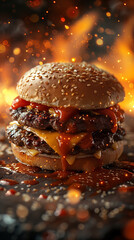 burger in a background