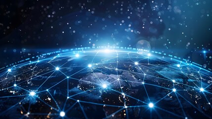 Obraz premium Digital World Globe Concept of Global Network and Cyber Technology with Clear Space
