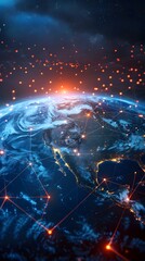 Digital Global Network and Connectivity Concept with Earth Visualization and Cyber Technology