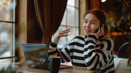 The woman on phone call