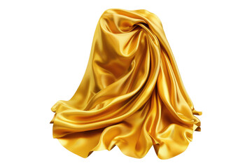 Gold silk or satin luxury cloth isolated on transparent background