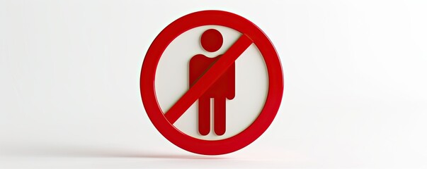 No entry symbol with red circle and person figure on white background, representing restricted access or prohibition.