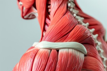 Detailed view of the muscles surrounding the shoulder blade, Aching muscles cradling the shoulder blade