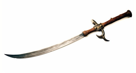 Obraz premium Highquality photo of a pirates curved cutlass sword on a white background.