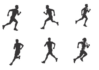 silhouette running man. Vector people running silhouettes