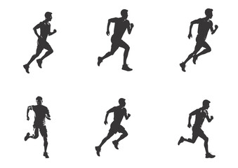 silhouette running man. Vector people running silhouettes