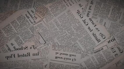 Brown Old Newspaper Fold Texture. Stop Motion Animation. Retro Vintage. Video Background.